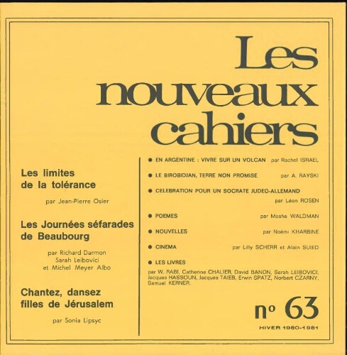 Les Nouveaux Cahiers N°063 (Hiver 1980-81)